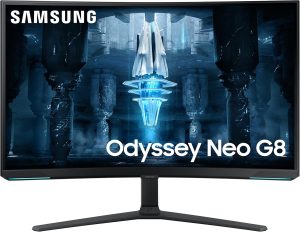 SAMSUNG 32" Odyssey Neo G8 4K UHD 240Hz 1ms G-Sync 1000R Curved Gaming Monitor, Quantum HDR2000, AMD FreeSync Premium Pro, Matte Display, Ultrawide Game View, DisplayPort, Black & White, 2022